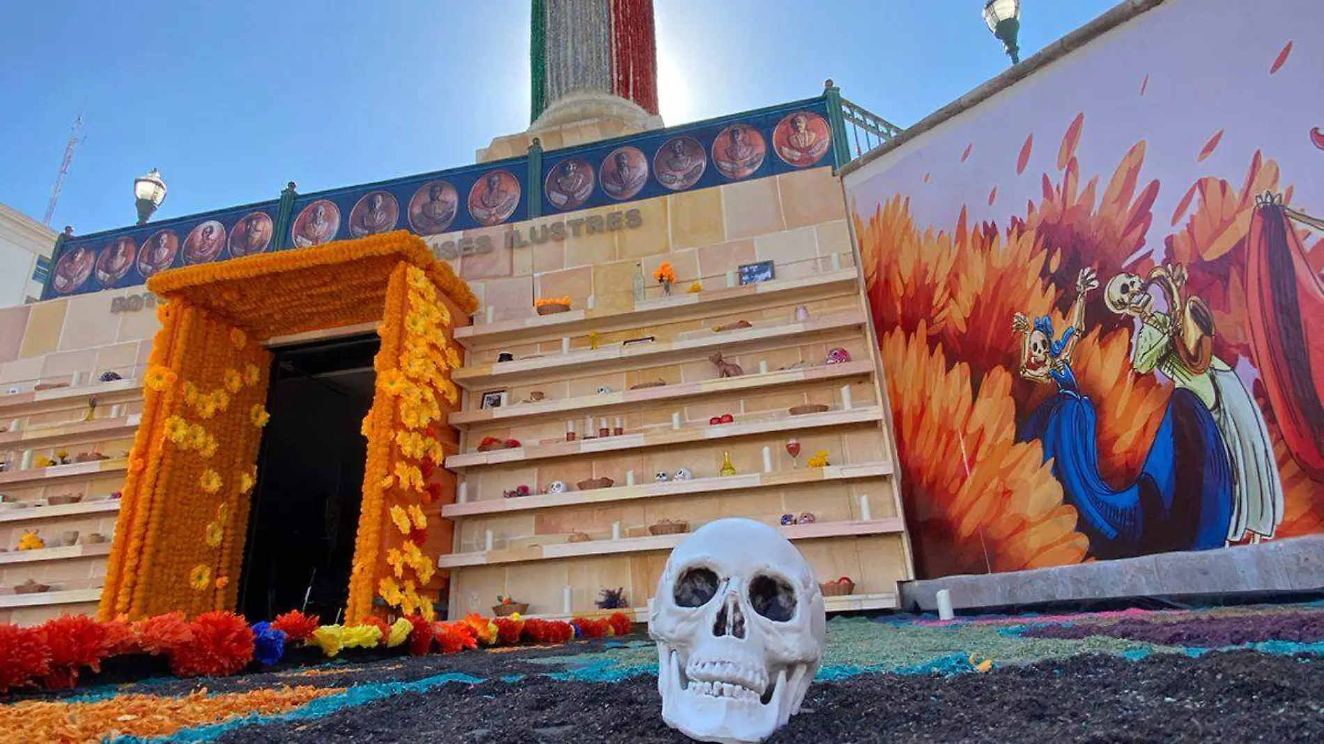 día de muertos altar rotonda hombres ilustres